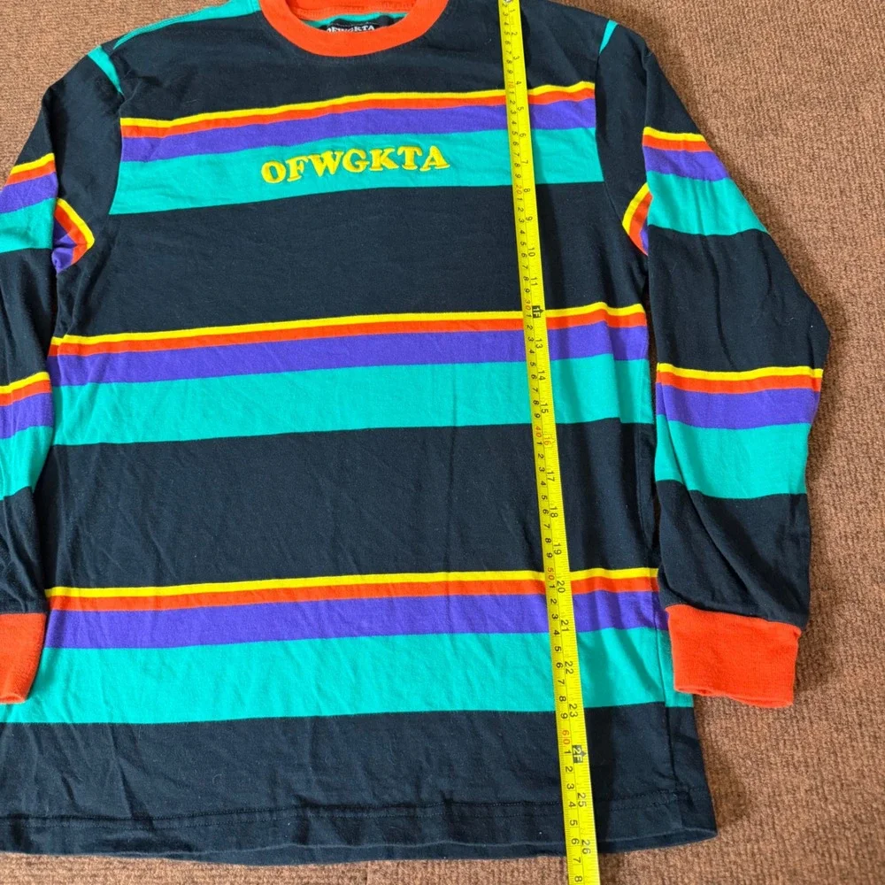 OFWGKTA Odd Future Striped‎ Long Sleeve Shirt Mens Medium Black Teal Purple M